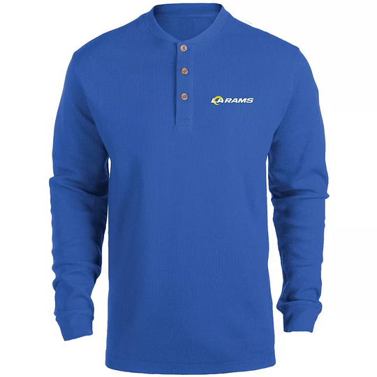 Men's Dunbrooke Royal Los Angeles Rams Logo Maverick Thermal Henley Long Sleeve T-Shirt, Size: Small, LAR Blue