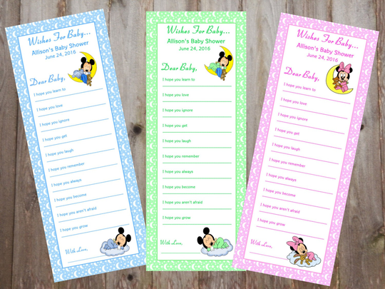 Mickey & Minnie Baby Shower Wish Cards