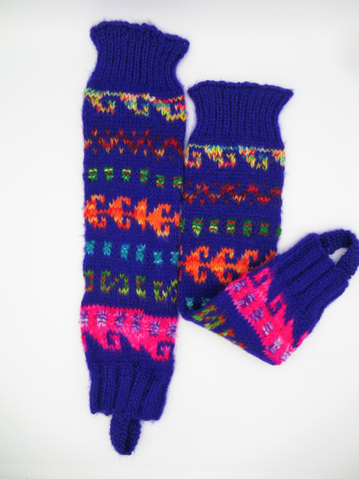 Alpaca Blend Leg Warmers Hand Knitted/Peruvian Warmer Multicolor/Polainas From Peru