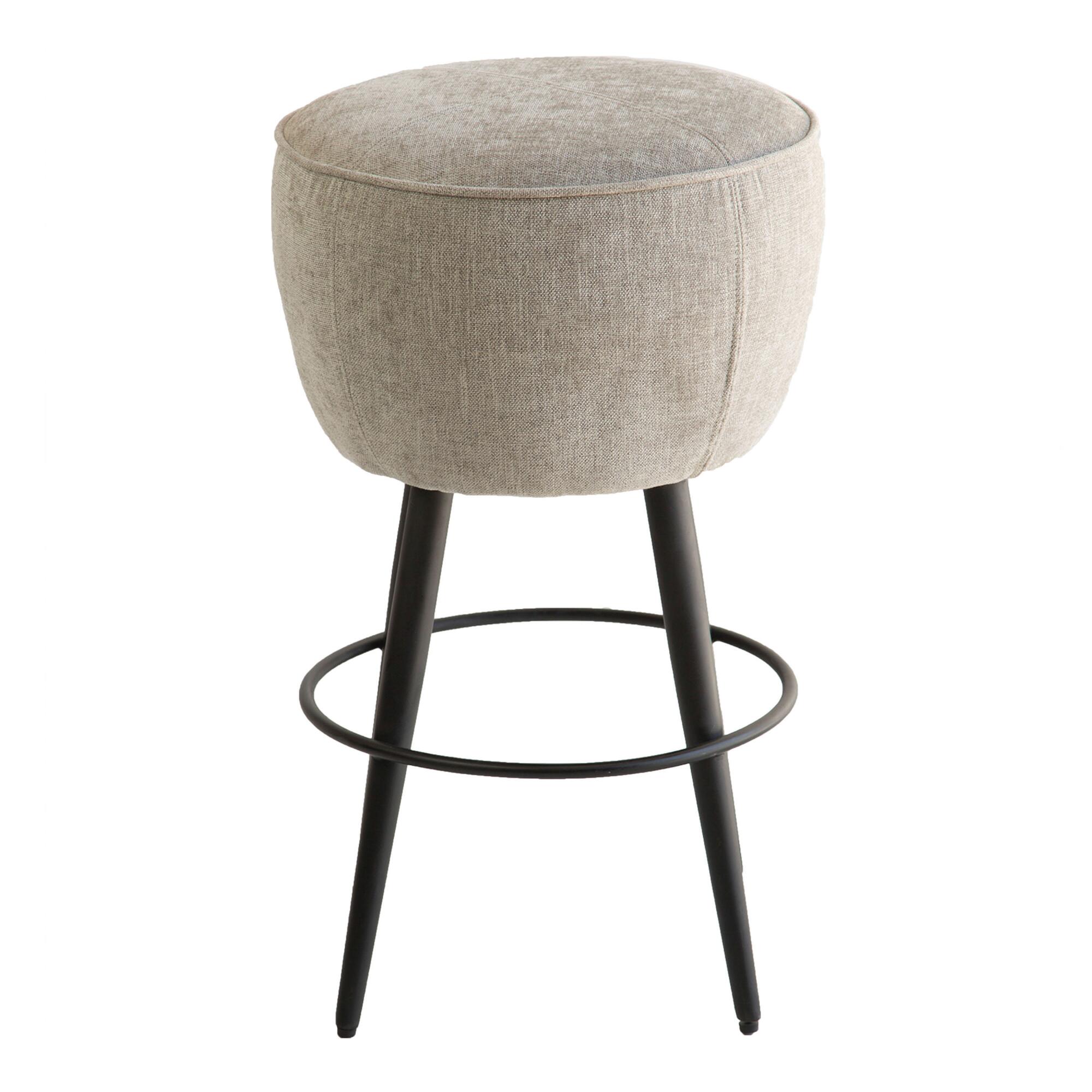 Round Taupe Backless Sonoma Upholstered Counter Stool: Gray by World Market