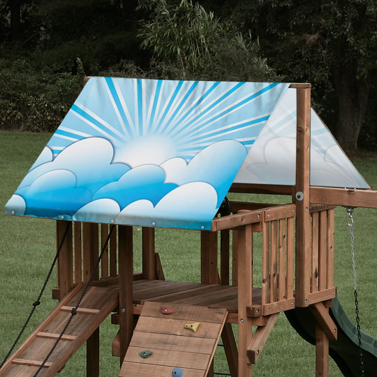 Heavy Duty 15 Oz Custom Blue Clouds Replacement Tarp Canopy For Outdoor Playset