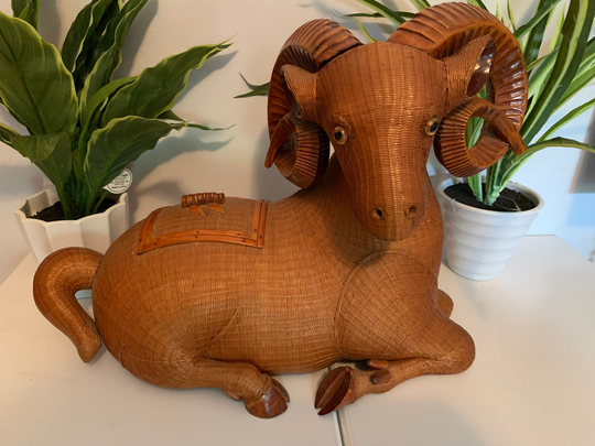 Shanghai Handicrafts Wicker Woven Vintage Ram