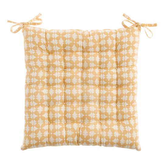 Gold Floral Kinship Chair Cushion - Cotton - Square by World Market