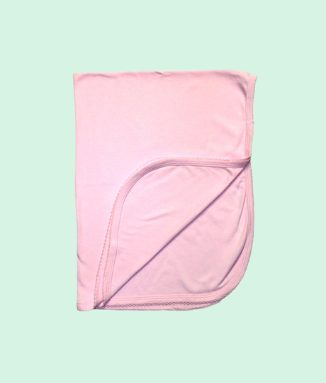 Sublimation Blanks - Poly/Cotton Blend 65/35% Infant Baby Scallop Trim Receiving Blanket 30"x40" Pink
