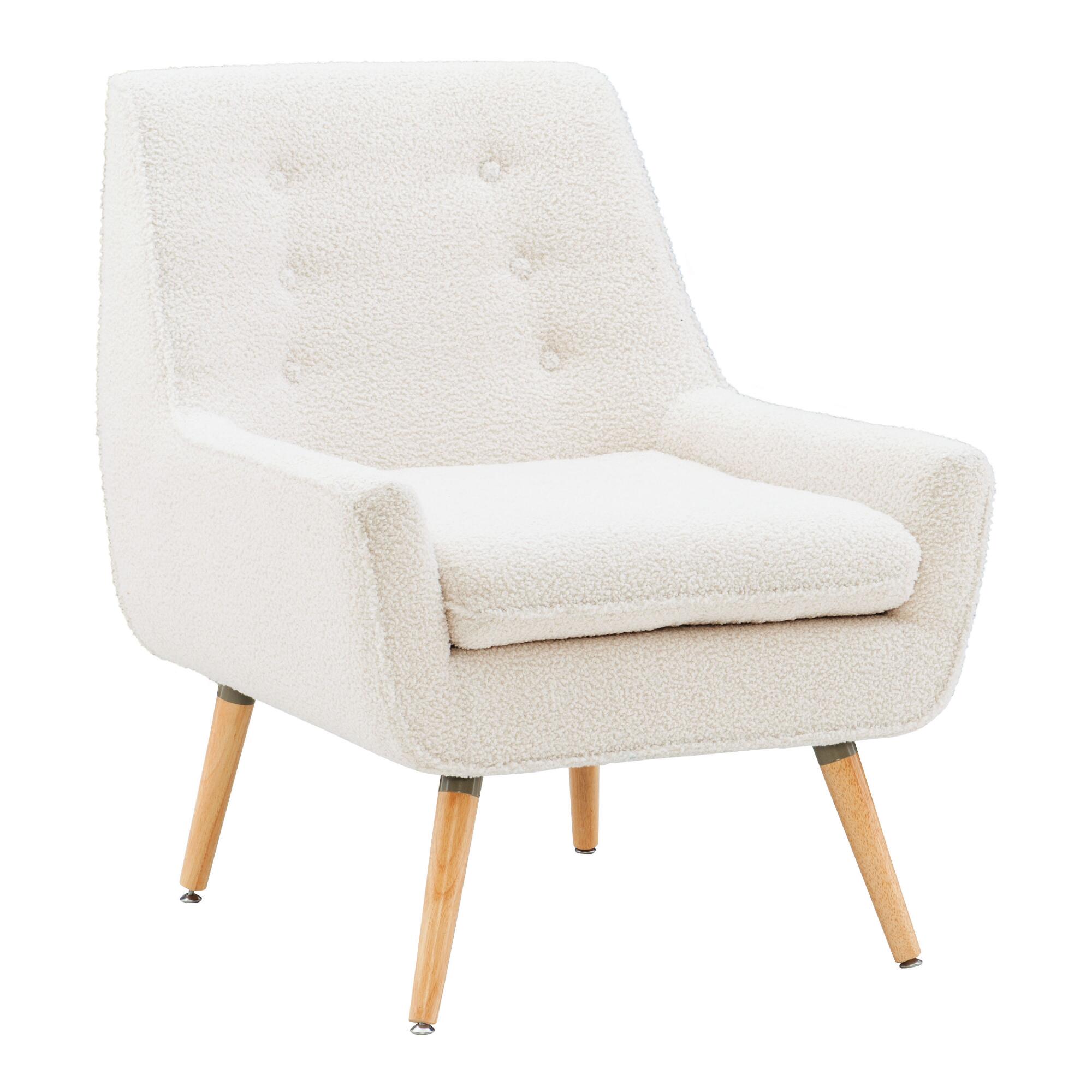 Ivory Faux Sherpa Brooks Upholstered Armchair: Natural by World Market