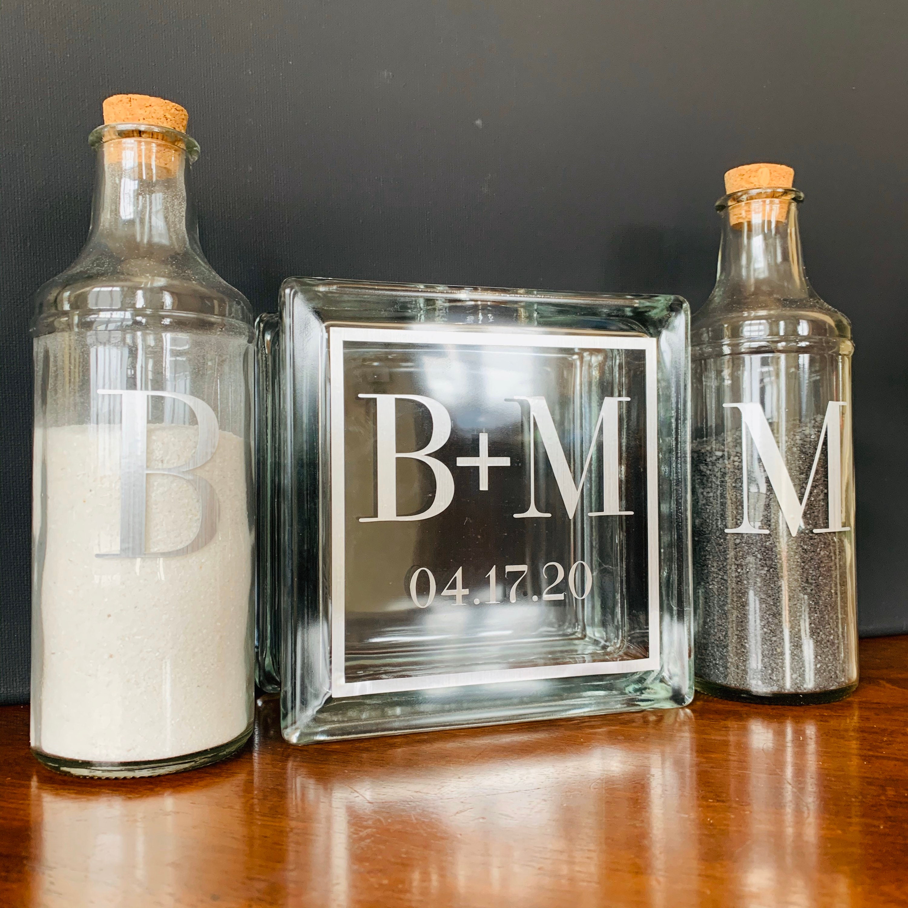 Silver Modern Sand Ceremony Set, Blended Family Wedding Unity Candle Alternative, Set