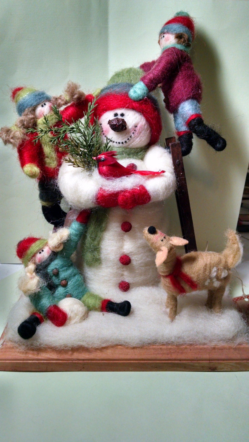 Snow Day Felted Wool Figurine - New For 2015