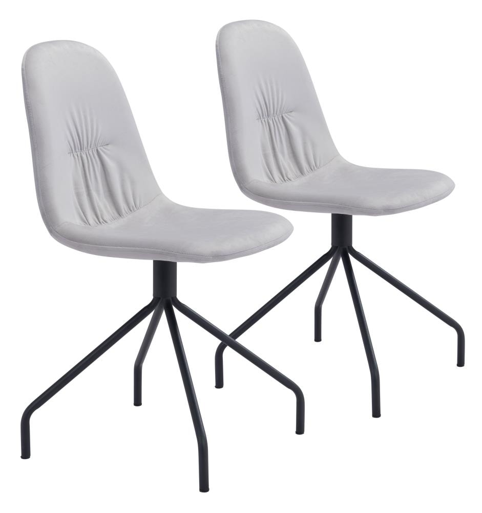 Zuo Modern Set of 2 Slope Contemporary/Modern Polyester/Polyester Blend Upholstered Dining Side Chair (Metal Frame) in Gray | 101527
