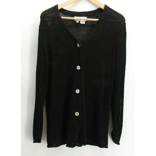 Vintage Saks Fifth Avenue Real Clothes Sweater Cardigan Black Rayon Blend Large
