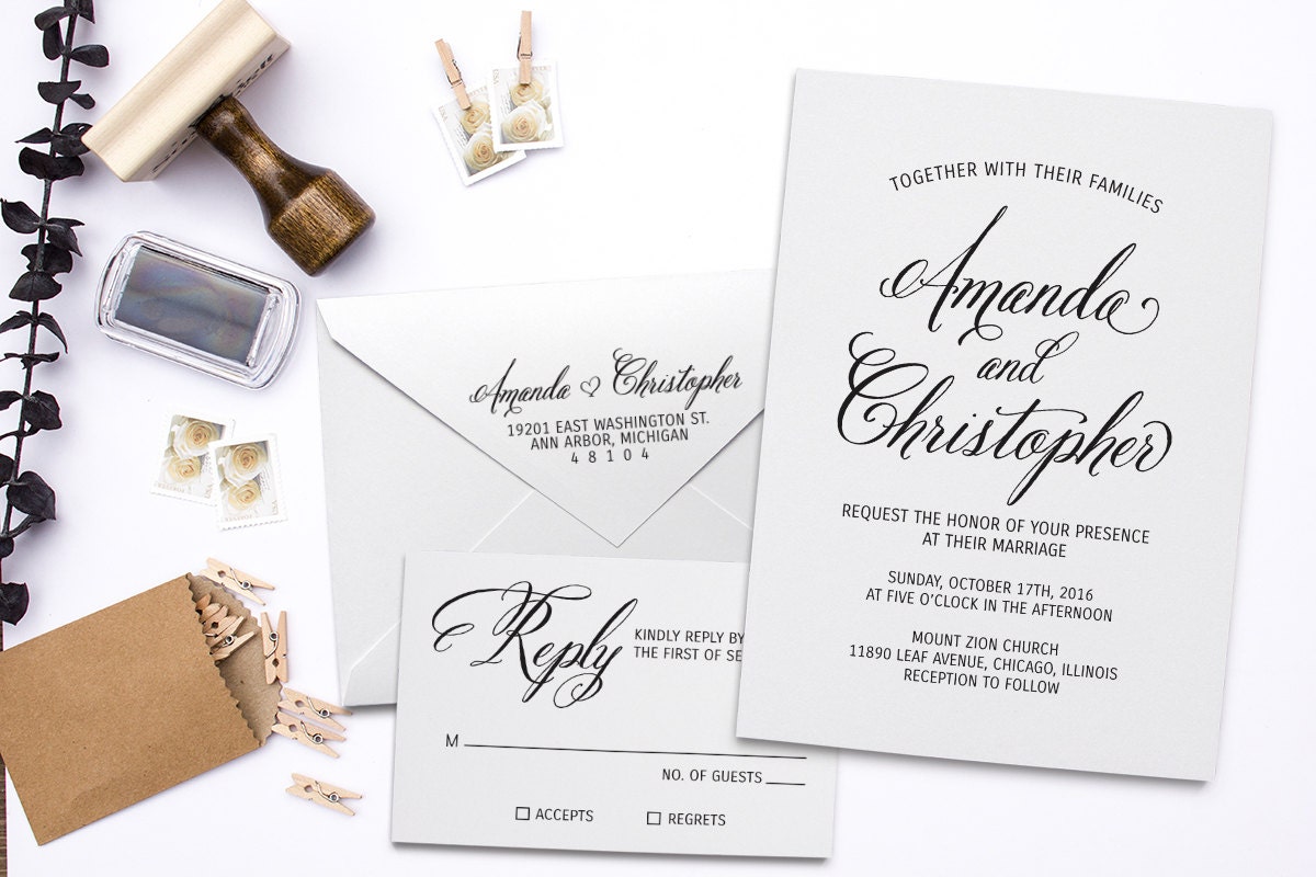 Wedding Invitation Stamp Suite. Custom Stamps, Diy Stamp, Rsvp Return Address Rubber Set
