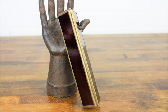 Dark Red Glass Kaleidoscope With Gold Accents Authentic Vintage Triangle