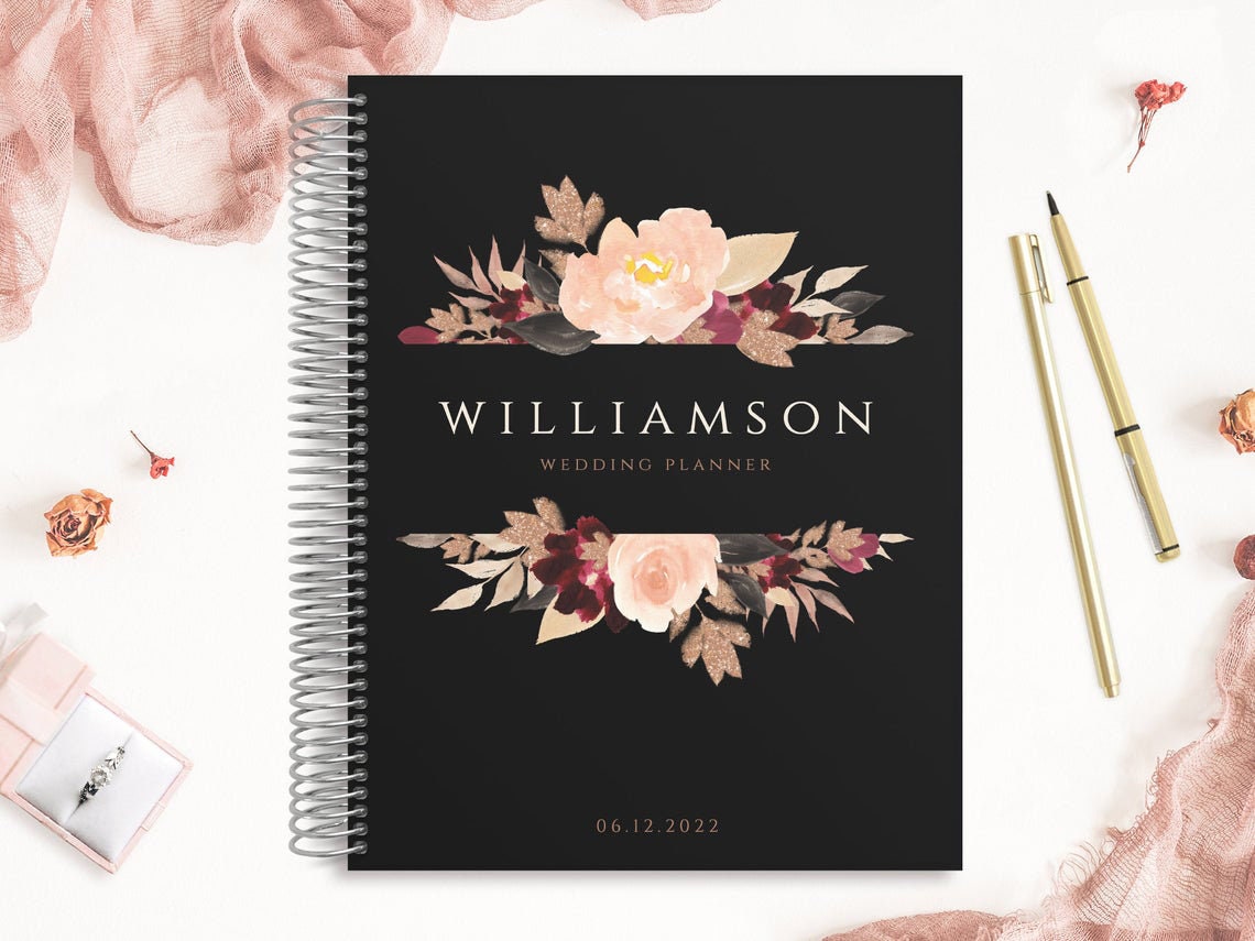 Wedding Planner | Planning Book Engagement Gifts Bridal Gift For Bride Organizer Faux Glitter Watercolor