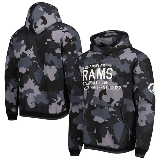 Men's The Wild Collective Black Los Angeles Rams Camo Pullover Hoodie, Size: Large