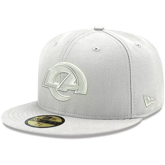 Men's New Era Los Angeles Rams White on White Primary Logo 59FIFTY Fitted Hat, Size: 7 1/8