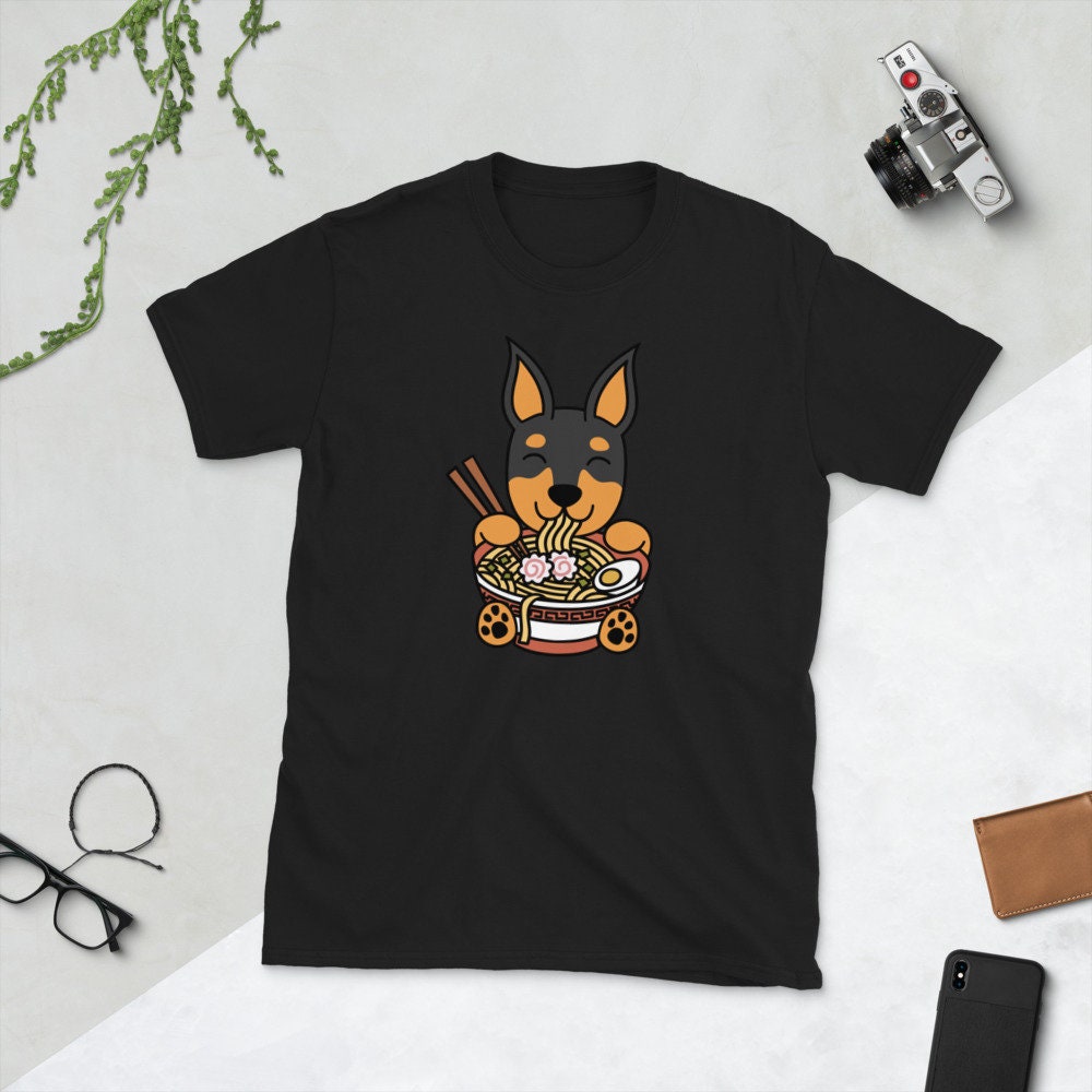 Ramen Noodles Miniature Pinscher T-Shirt, Min Pin Dog Shirt, Funny Gift