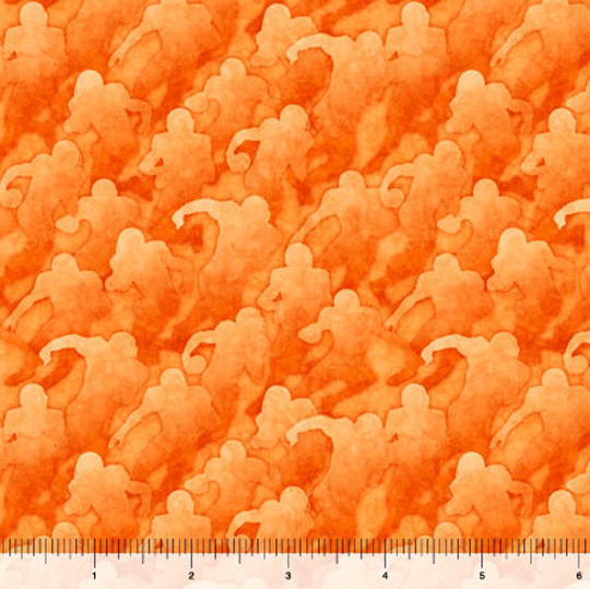 Football Player Blender in Orange From Novelteenies Collection By Dan Morris For Quilting Treasure Fabric-100% Quilt Shop Cotton