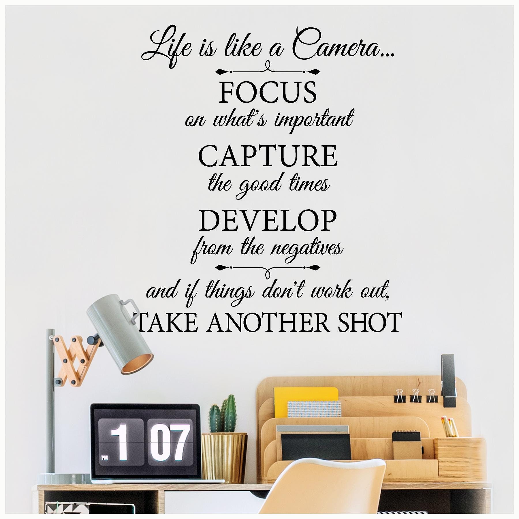 Life Is Like A Camera Focus On What's Important Capture The Good Times...take Another Shot Vinyl Lettering Wall Decal Quote Sticker