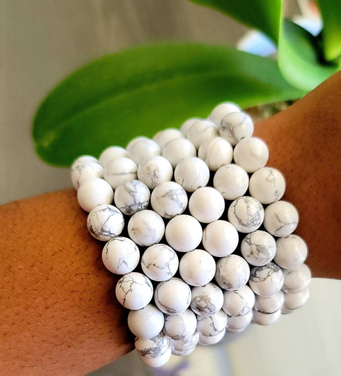 Howlite Bracelet | 10mm Beads 7.5 Inches, High Quality Round, Smooth Gemstone Bead, Crystal Stacking Bracelet, Gift For Womengift Men