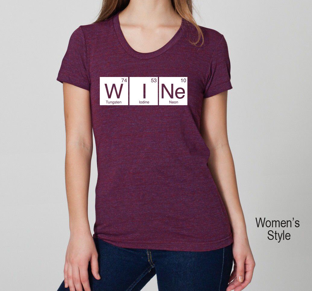 Wine Periodic Table Tri Blend Track T-Shirt - Unisex & Juniors Tee Shirts Size S M L Xl