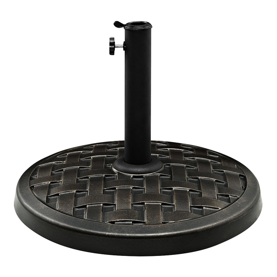 Antique Bronze Basket Weave Patio Umbrella Stand: Brown - Metal by World Market