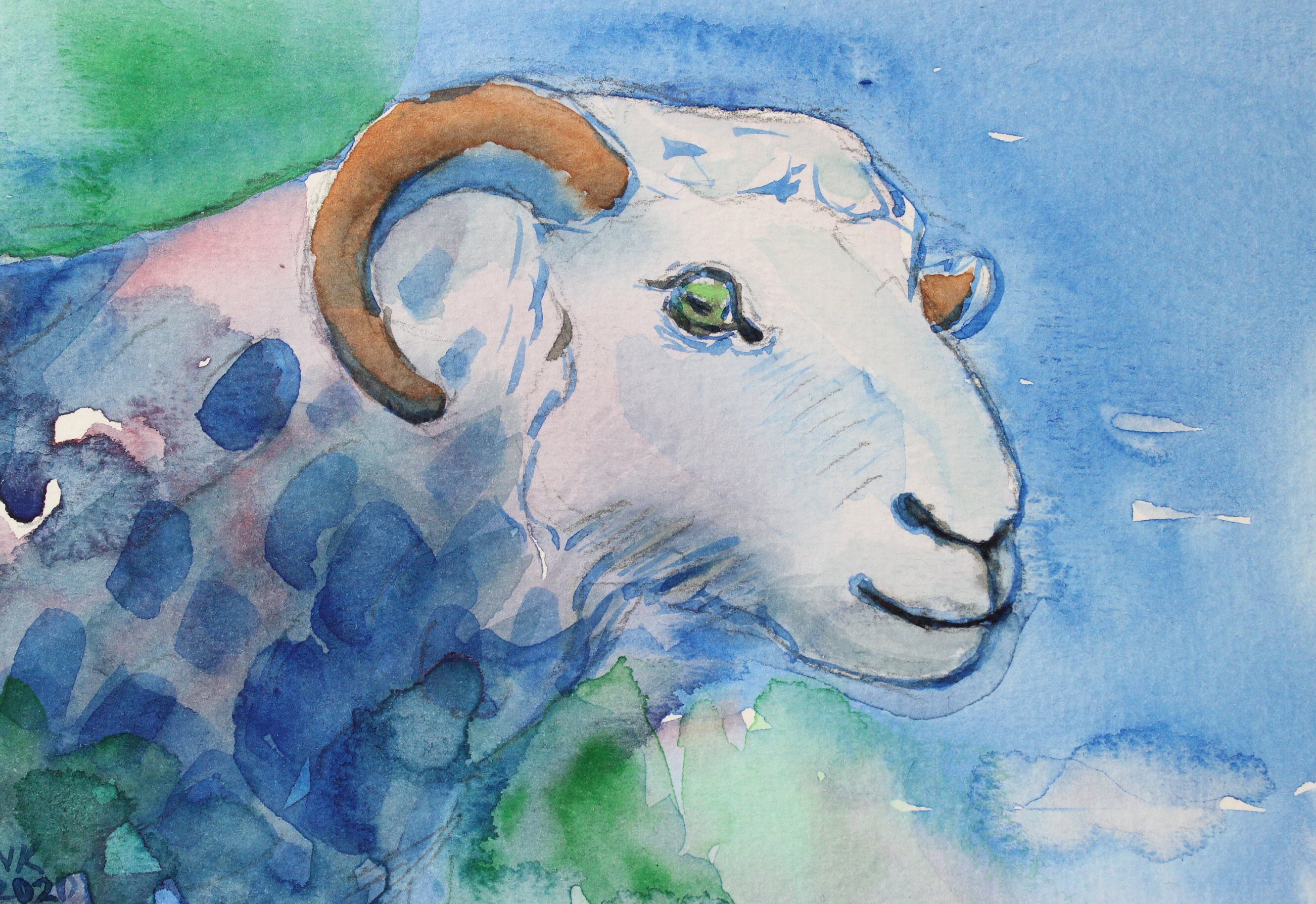 Sheep Painting Original Small Watercolor Art Farm Animals By Forestroadstudio