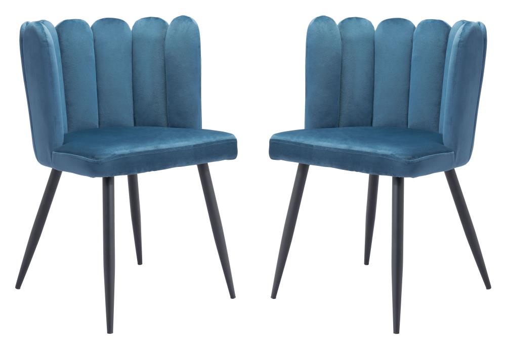 Zuo Modern Set of 2 Adele Contemporary/Modern Polyester/Polyester Blend Upholstered Dining Side Chair (Metal Frame) in Blue | 101525