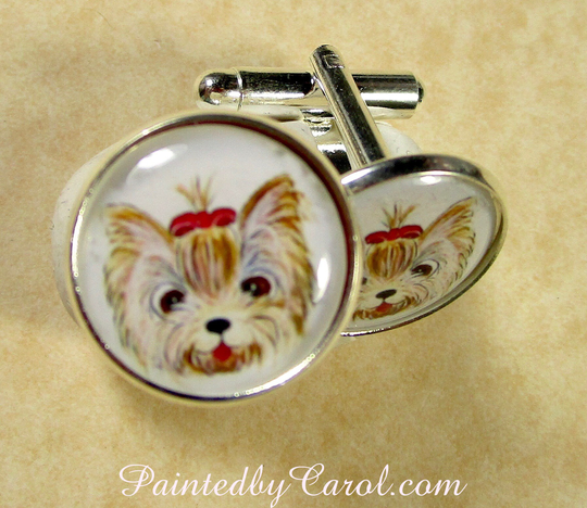 Yorkshire Terrier Cufflinks, Yorkie Accessories, Dad Gifts, Jewelry, Cartoon, Bridal, Wedding