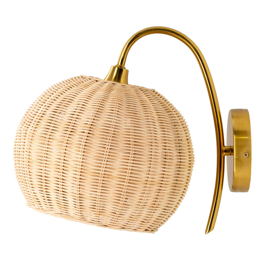 Gold and Rattan Globe Mina Wall Sconce - Metal by World Market