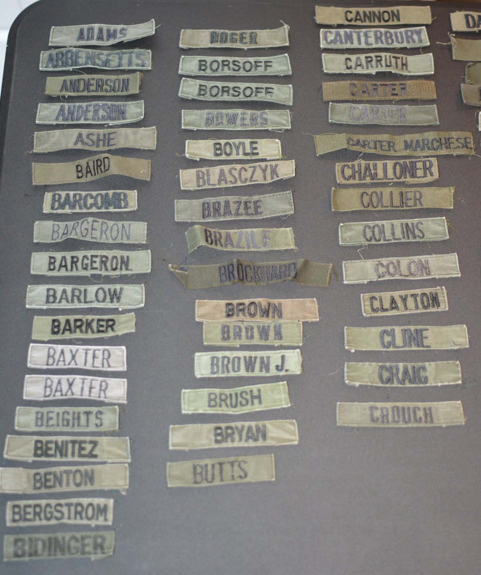 Military Us Army Soldier Name Tape Patches Vintage Uniform Take-Offs Letters A-F - Vietnam War Era Choose Your Preference E1
