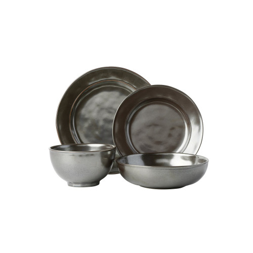 Juliska Pewter Stoneware 4pc Set (KP01/91,KP02X/91,KP07/91,KP64/91) 12"L, 12"W, 5.5"H
