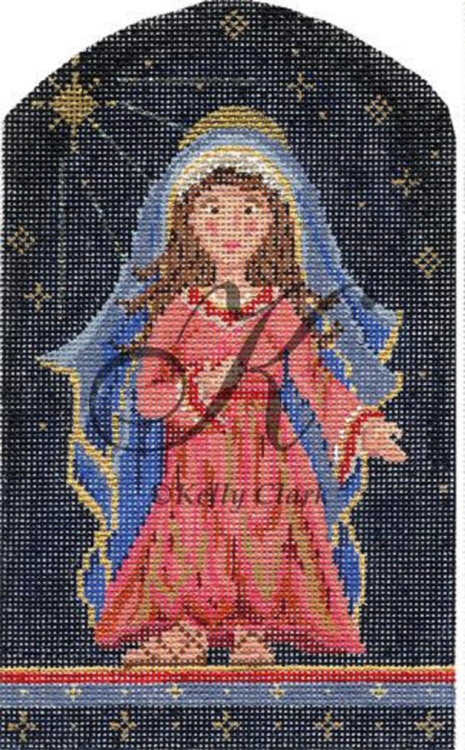 Handpainted Needlepoint Kelly Clark Mary Nativity -Free Us Shipping