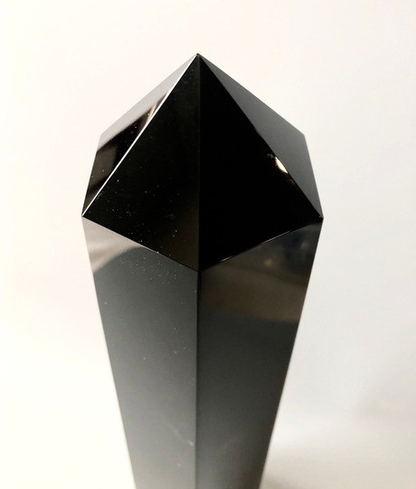 8" Large Black Obsidian Tower, Obelisk, Point, Size. 8x2.1 Inch | 203x58mm 1.14 lb | 836G L01-29
