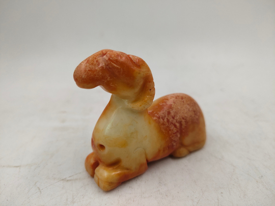 Tibet Ancient Jade Old Collection Exorcism Ram Feng Shui Carving Tea Pet