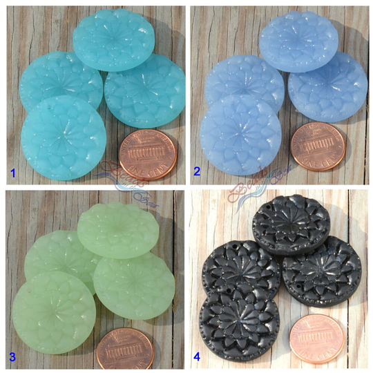 Sea Glass Mandala/Sunburst 25mm 2/4/10Pcs Button Style Cultured Beach Pendants
