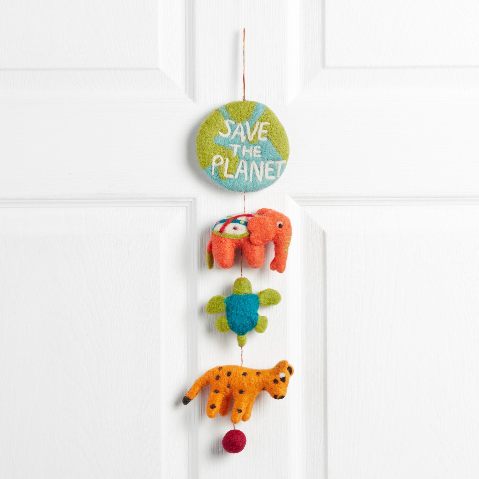 Save the Planet Felted Wool Endangered Animal Hanging Decor: Multi by World Market