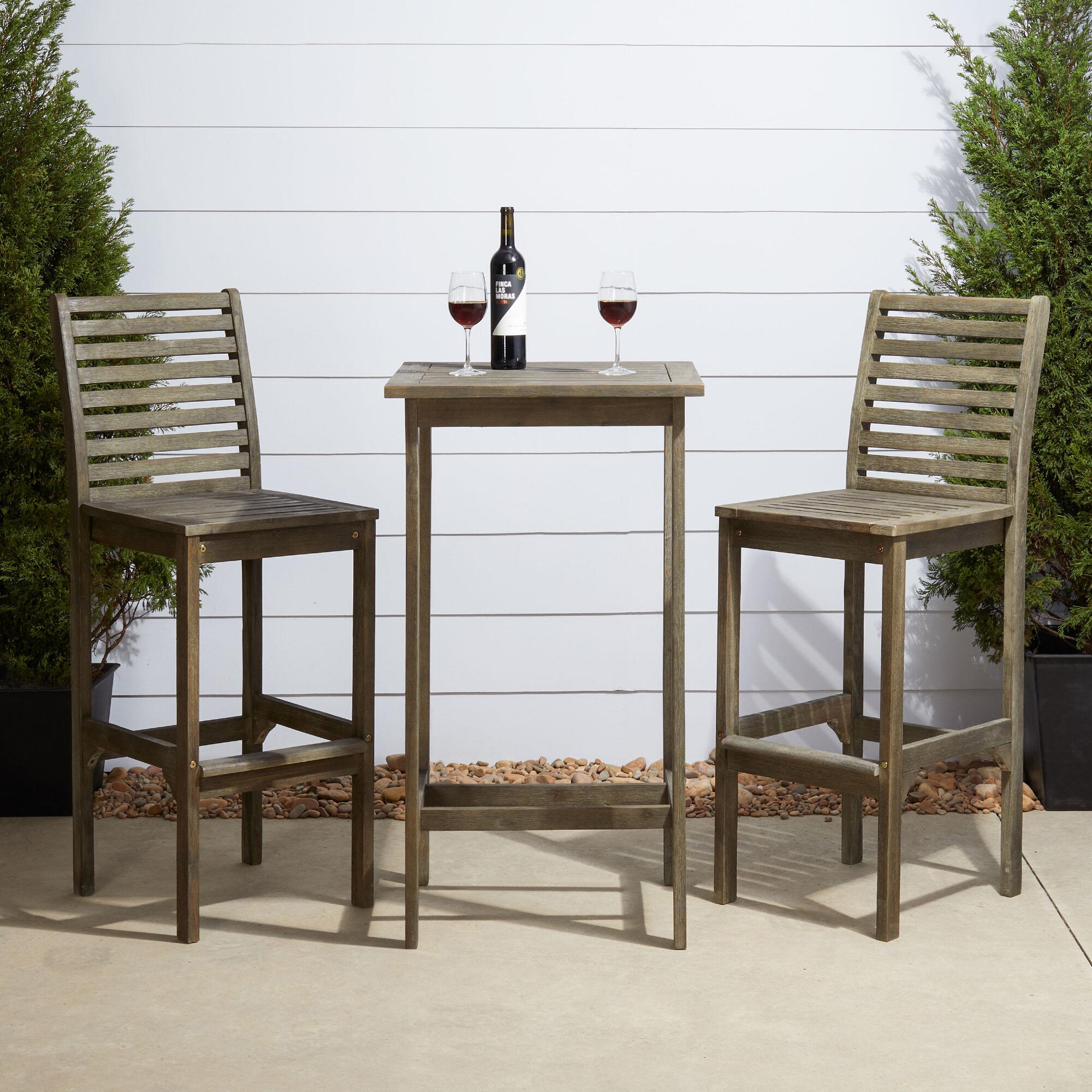 Distressed Gray Wood Thomas Outdoor Patio Pub Dining Collection by World Market