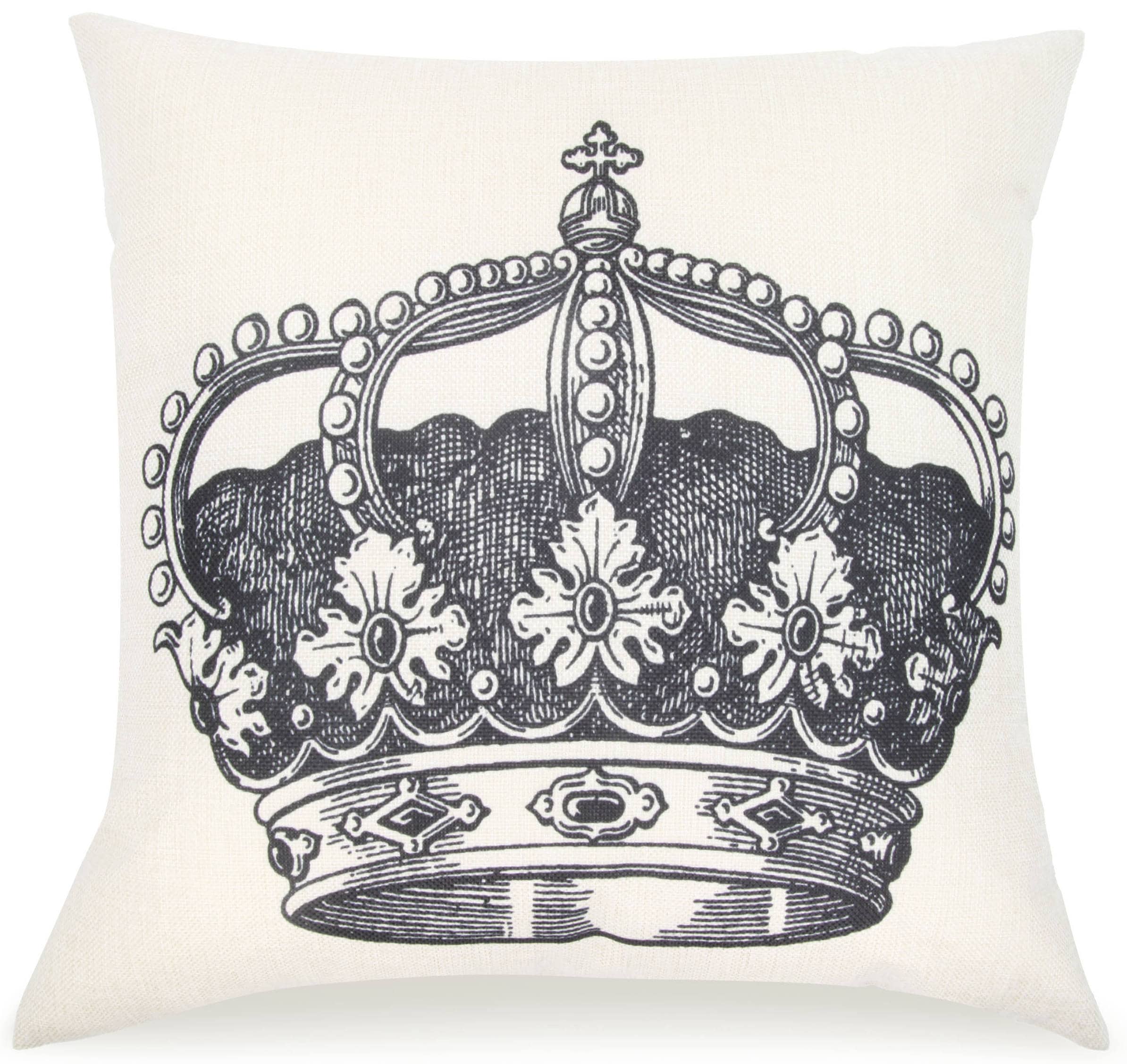 Blended Linen Square 18x18 Pillow Cover Royal Crown King Queen Princess Prince