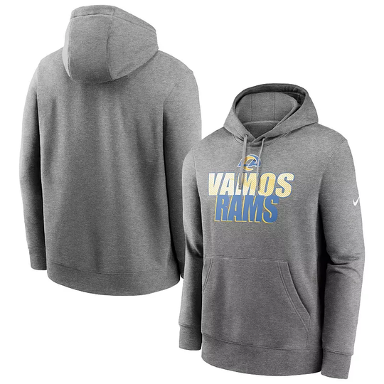 Men's Nike Heathered Charcoal Los Angeles Rams Fan Gear Local Club Pullover Hoodie, Size: XL, Grey