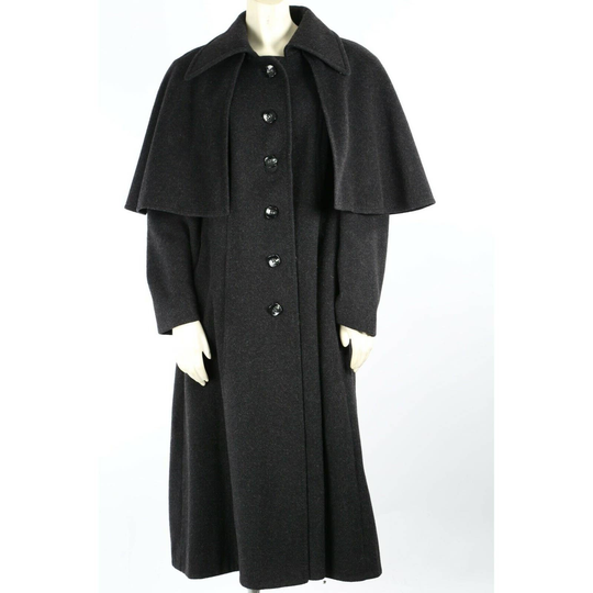 Vintage Unbranded Black Wool Blend Button Down Midi Coat Size 46 L