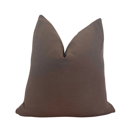 Solid Chocolate Brown Linen Cotton Blend Throw Pillow Cover, Soft Custom Size Square Or Lumbar Pillow, Cover Only Multiple Sizes Available