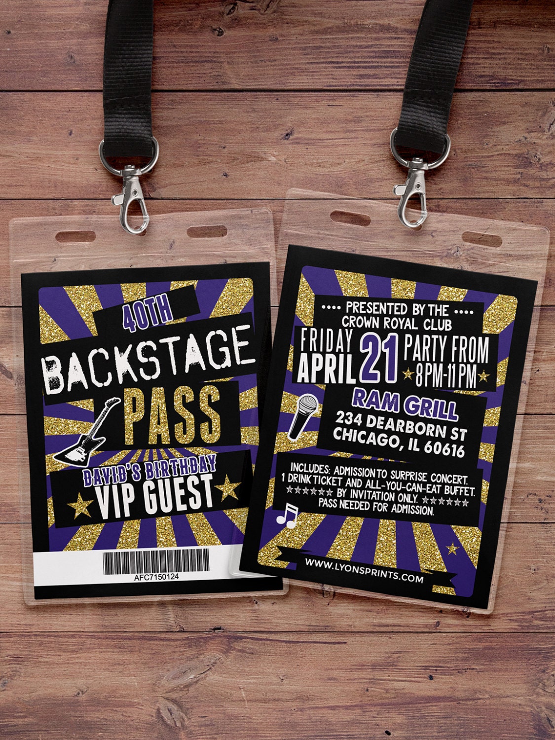 Rock Star, Vip Pass Birthday Invitation, Baby Shower 40Th, 30Th, 21St, Rock Star Party