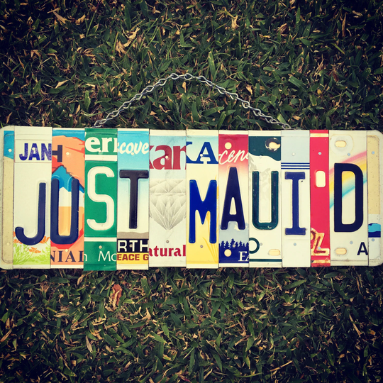 Just Maui'd License Plate Wedding Sign. Gift, Just Married Maui'd Gift, Beach Decor, Gift For Her, Made in Maui