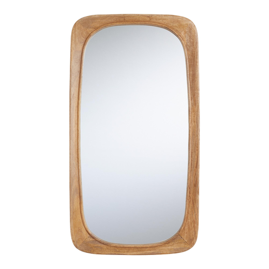 Natural Wood Rounded Edge Terra Wall Mirror: Brown - Large by World Market