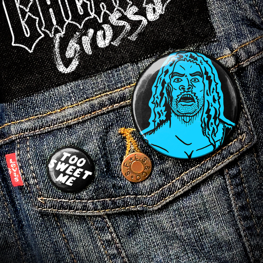 The Giant 1"-2.25" Button/Custom Wrestler Pin Blackwork Line Art