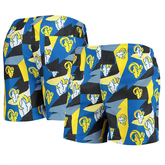 Men's FOCO Royal/Gold Los Angeles Rams Geo Print Swim Trunks, Size: Small, LAR Blue