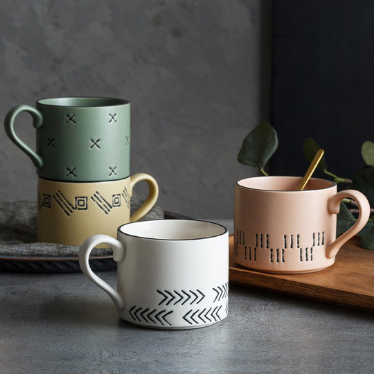 Handpainted Line Ceramic Mug, Coffee Gift For Her, Lover, Housewarming Gift, Handmade Unique Office Pottery Mug