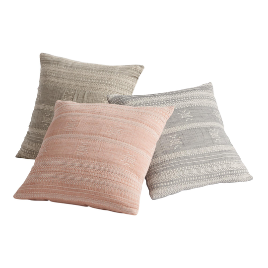 Muted Woven Jacquard Throw Pillow: Gray - Cotton - Square by World Market