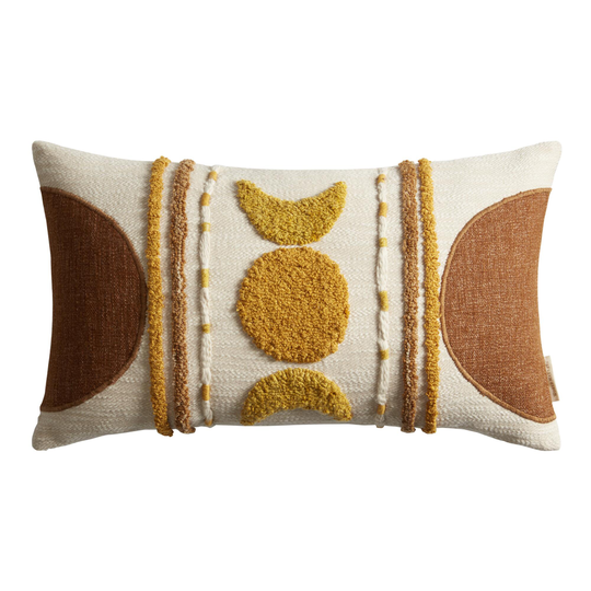 Ivory and Gold Tufted Celestial Lumbar Pillow by World Market