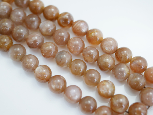 Dark Peach Moonstone Beads Round 7mm Flashy 1/2 Stand Gemstone | 27 Beads X602