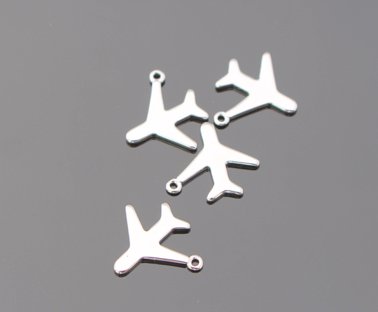 Silver Tarnish Resistant Mini Airplane Charms, Connectors, Pendants, Air Force Jewelry Findings, 2 Pc, U519587G